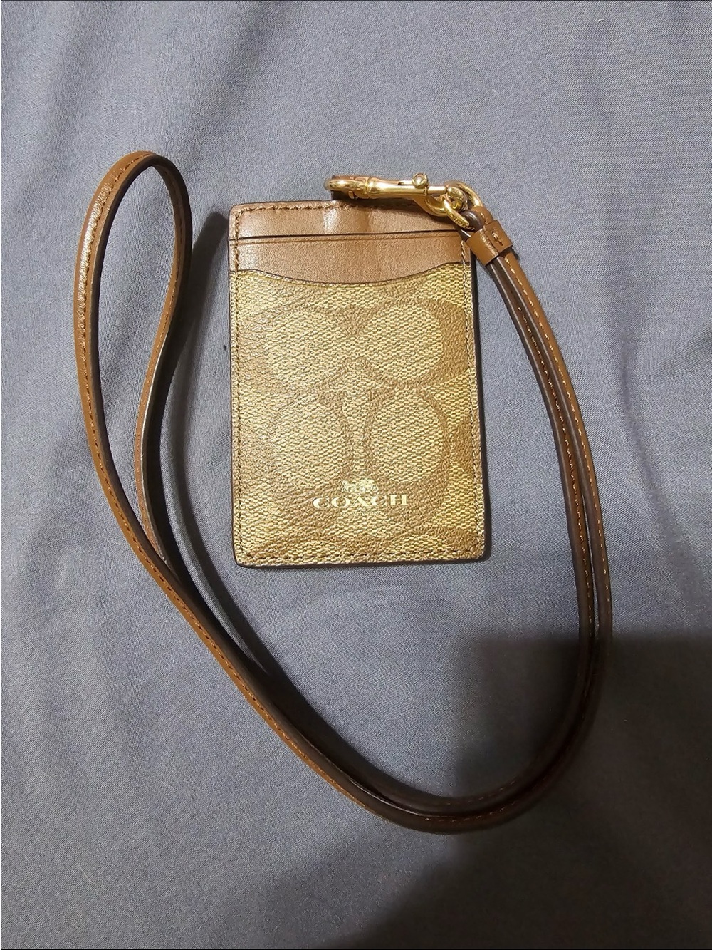 Coach | Brown Signature Canvas & Leather ID Card Holder with Lanyard